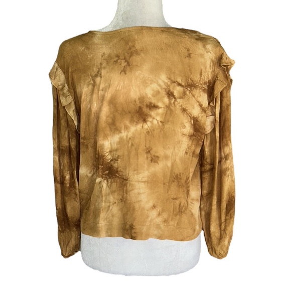 LN Madewell Tie-Dye Ruffle Shoulder Cropped Blouse in Egyptian Gold Tie Dye - M - Picture 10 of 16